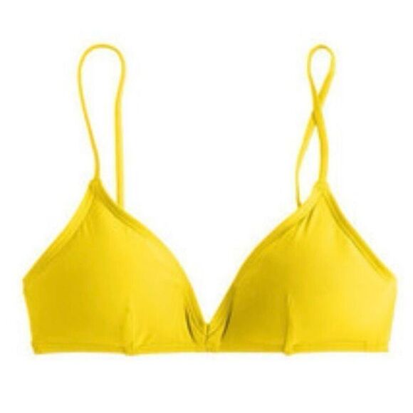 J. Crew French Bikini Top in Neon Yellow Molded Cup Women’s Large - Picture 1 of 9